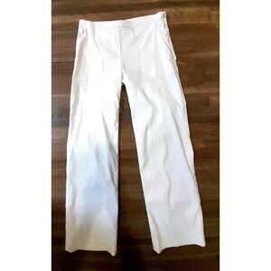 Elie Tahari Size 6 Linen Blend Luxury Stretch Summer Casual Pants White